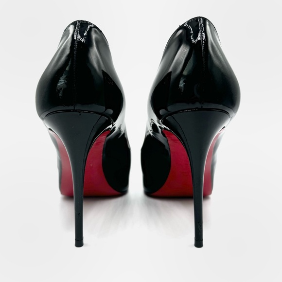 Christian Louboutin Very Prive 100 Patent Black Leather Platform Pump Heels - Picture 6 of 13